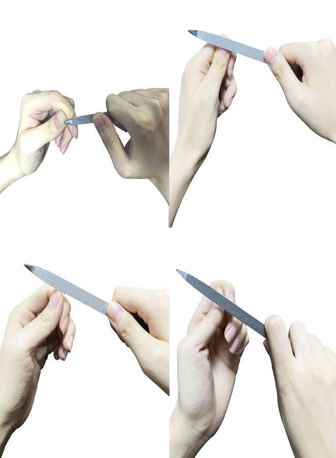 LOOKSEVEN 2 PCS Diamond Nail File Double Sided Metal Fingernail Manicure Files for Polish Nail, Removes Nail Ridges 7 Inches - Image 4